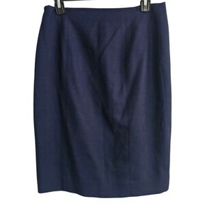 Carlisle 2 Navy Blue Pleated Pencil Skirt Wool Suiting Career Office Preppy ~